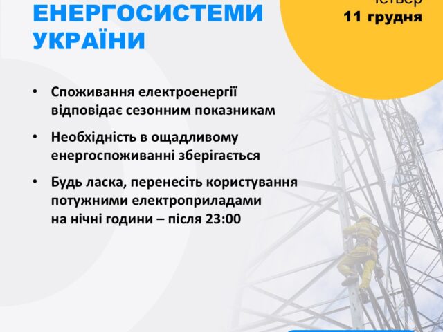 У зв’язку із ворожими атаками на енергетичну інфраструктуру в Україні продовжують діяти обмеження споживання електроенергії