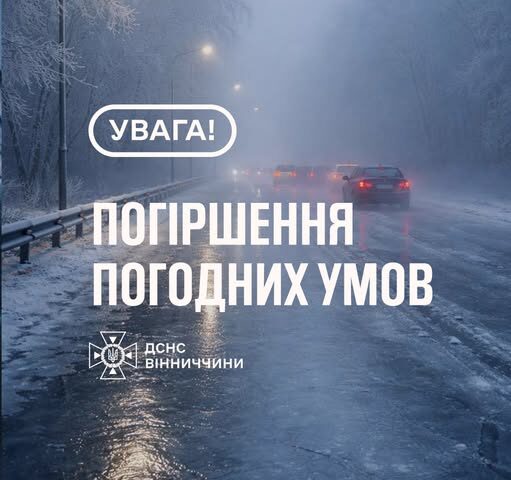 Надзвичайники Вінниччини попереджають про погіршення погодних умов