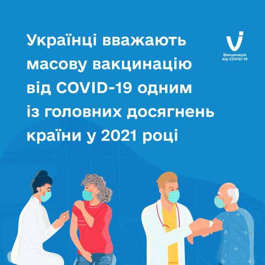 Українці вважають масову вакцинацію від COVID-19 одним із головних досягнень країни у 2021 році