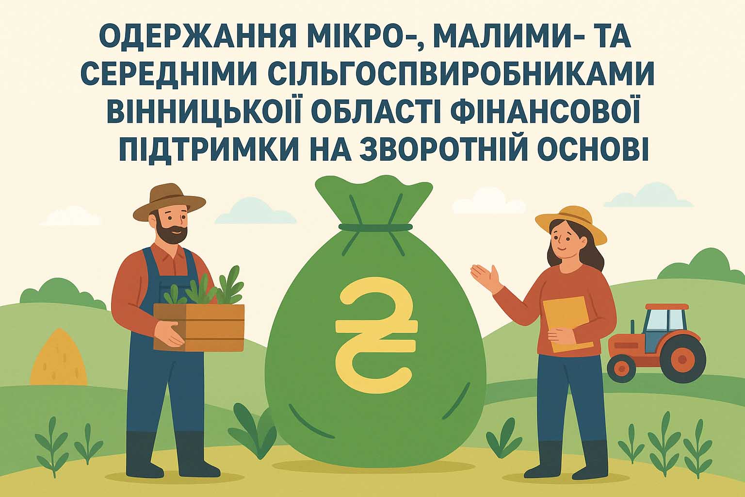 Одержання мікро-, малими- та середніми сільгоспвиробниками Вінницької області  фінансової підтримки на зворотній основі.