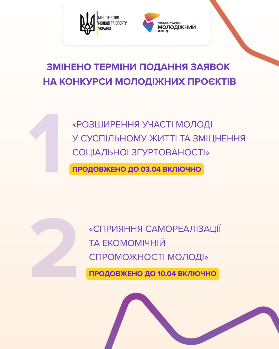Змінено терміни подання заявок на грантові конкурси