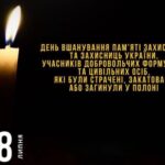 28 липня — День вшанування пам’яті Захисників та Захисниць України, учасників добровольчих формувань та цивільних осіб, які були страчені, закатовані або загинули у полоні.